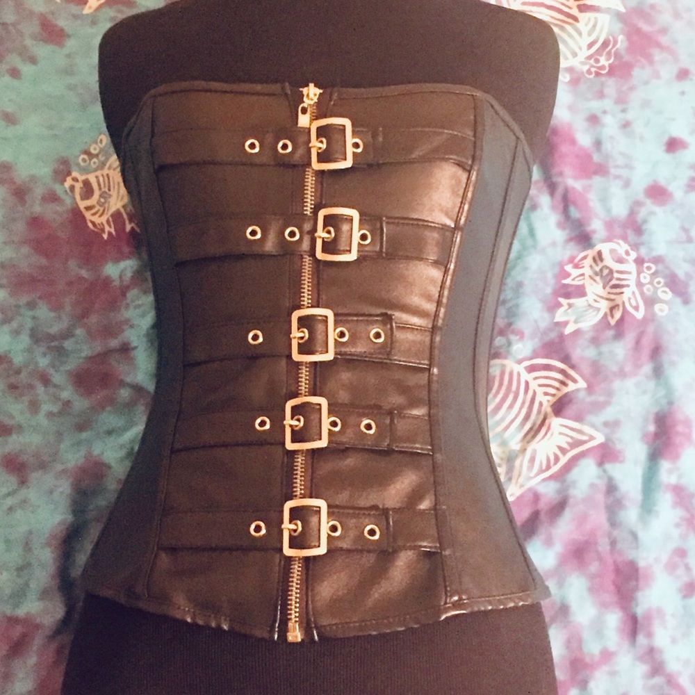 Gothic Leather Buckle Corset